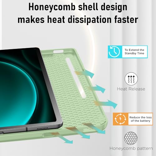 Image of Robustrion Cover for Samsung Galaxy Tab S9 FE+ / Tab S10 Plus /Tab S9 Plus 12.4 inch Cover Case with [S Pen Holder] for Samsung Tab S9 FE Plus / S9+ / S10+ Tablet Cover [Auto Sleep /Wake] - Mint Green
