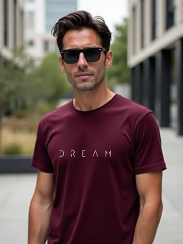 Image of NOBERO Men's Cotton Regular Fit Letter Print T-Shirt