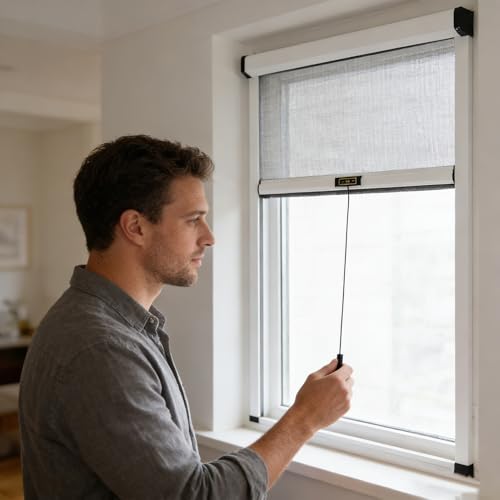 Aeovot Moustiquaire Fenêtre Enroulable sur Mesure avec Cadre en Aluminium - Filet Écran Anti-Insectes Anti-Moustique, Moustiquaire Enroulable pour Porte...
