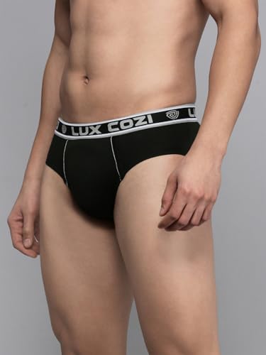 Image of Lux Cozi Men's Regular Fit Solid Cotton Briefs for Men | Outer Elestic Brief for Men | Color May Vary |Pack of 4