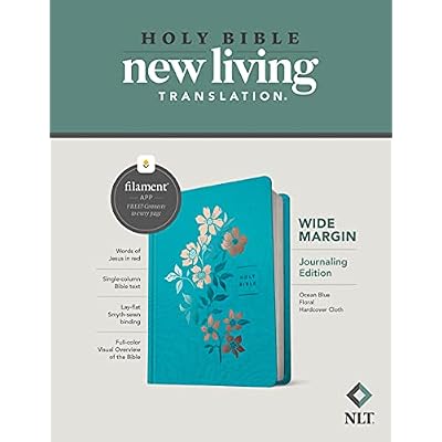 NLT Wide Margin Bible, Filament Enabled Edition (Red Letter, Hardcover Cloth, Ocean Blue Floral)