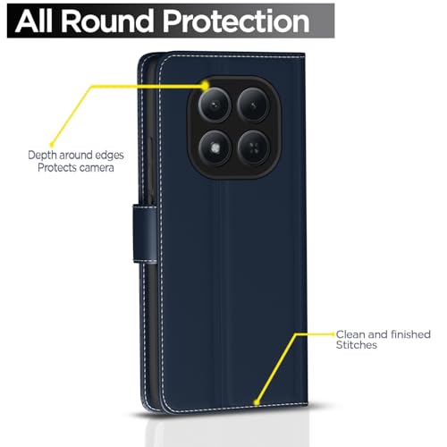Image of Outlouders Flip Cover for Redmi Note 15 Pro 5G | Leather Finish | Wallet Stand and Shock Proof | Complete Protection Flip Case (Blue)