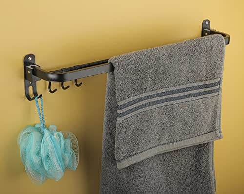 Image of iSTAR Folding Towel Rack /Towel Stand /Towel Hanger /Rack Shelf for Bathroom /Bathroom Accessories (24 Inch, Black)(Stainless Steel)