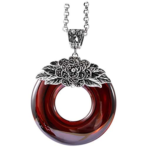 Collier argent 925 fleur agate rouge MIYUAN cadeau femme idéal