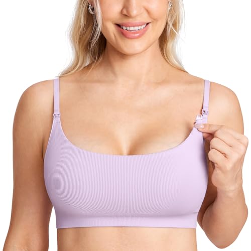 Image of MOMANDA Ribbed Nursing Bras for Breastfeeding Support Maternity Sports Bra Wireless Seamless Sleep Bralettes