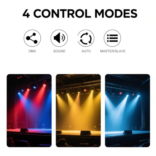 Image of Dj Lights for Parties Moving Head 6-Arm with Remote Control RGBW LED DJ Stage Lights Professional Disco Light DMX512 & Sound Activated Rotating Light for Wedding Live House KTV Bar & Club Christmas