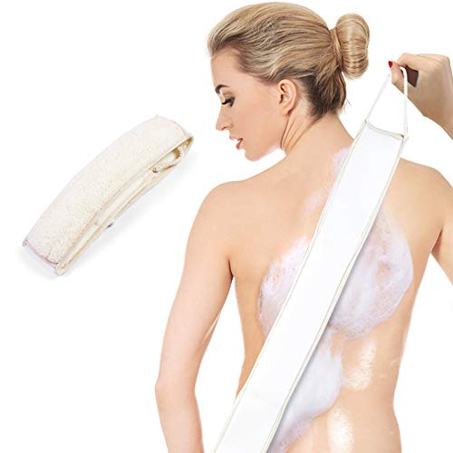 Loofah Back Scrubber for Shower, Natural Loofah Exfoliating Sponge Body Scrub, 30 Inch Long Double Sided Back Cleaner, Suitable for Men and Women, Deep Cleansing Skin