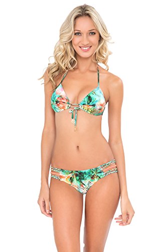 Luli Fama Women's Standard Miami Nice Molded Push Up Bandeau Halter Bikini Top