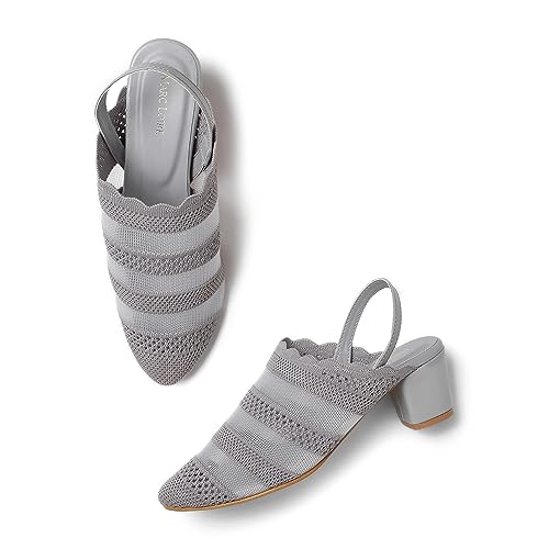 Image of Marc Loire Women's Knitted Round Toe Block Heel Mules for Casual and Formal Wear