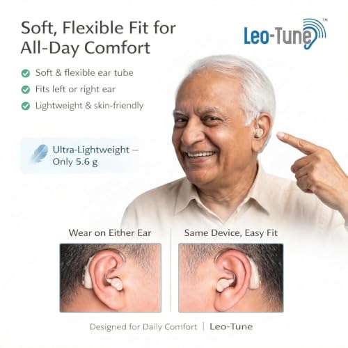 Image of LEO-TUNE 310 Hearing Aid Machine for Old Age (1 Units) | Noise Cancellation | Ear Machine |Suitable for Left or Right Ear | Volume Control | Easy to Use | Top Brand | Trusted by 5000+ Users | With Warranty (Single Ear)