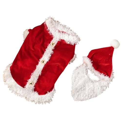 Christmas Themed Dog Clothing Velvets Plush Outfit Winter Wear with Closures for Small Media Breeds Santa Dog Costumes