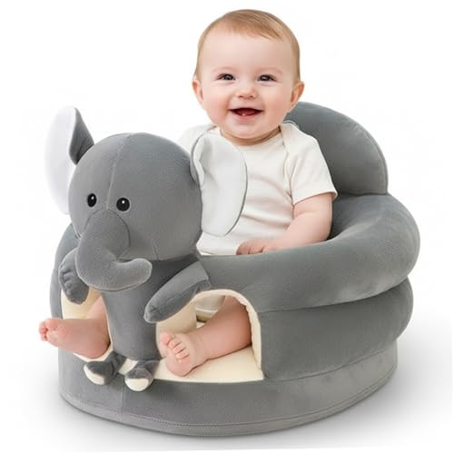 Silla para sentarse para bebés, lindo elefante gris de dibujos animados, silla para sentarse para bebés, sofá de felpa para dormitorio, sala de estar, guardería, apartamento, decoración del hogar