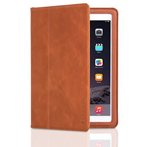 KANVASA iPad Air 2 Custodia in Vera Pelle Marrone