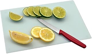 White 30x20cm Glass Chopping Board - Kitchen Food Preparation Worktop Saver Protector Cutting Board - by Harbour Housewares