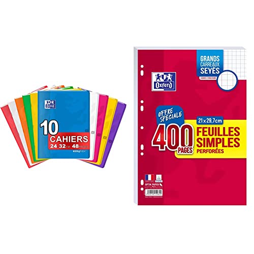 Cahiers Oxford grands carreaux et feuillets mobiles au papier 90g supérieur