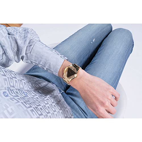 Image of GUESS Stainless Steel Emblem Collection Analog Gold Dial Women's Watch-Gw0485L1, Band Color-Gold