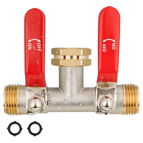 EJW Hose Splitter,2 Way Heavy Duty Hose Splitter, Full Flow Hose Splitter,High Flow Splitter,Brass Hose Splitter,Hose Bib Splitter, Valve 3/4 Inch GHT Thread