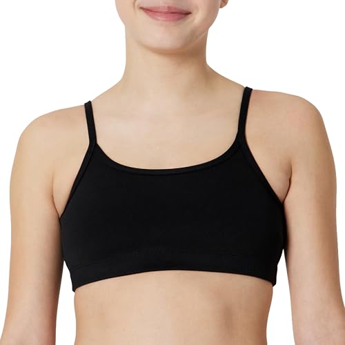 Amazon Essentials Girls Athletic FormFlex Buttery Soft Light Support Spaghetti Strap Training Sports Bra Black Large
