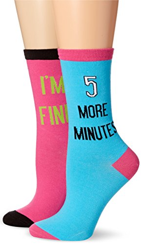 K. Bell Women's Original Collection Novelty Casual Crew Socks (2 Pack), Just Playing (Blue/Pink), Shoe Size: 4-10