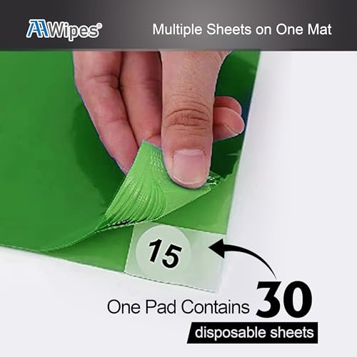 Image of AAwipes Sticky Mat Tacky Pads Adhesive 18 inch x 24 inch 5 Packs, 30 Sheets /Packs, 150 Sheets Total Green Cleanroom Floor Mats Remove Dirt for Laboratory Construction Hospital Shoes