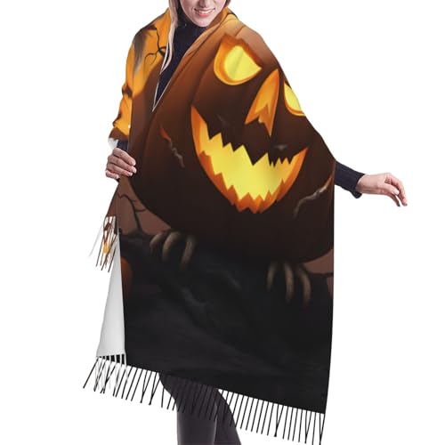 Zhuanyun Owl Pumpkin Happy Halloween 1 print soft and warm winter scarf for women - lightweight fash