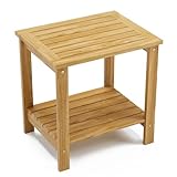 J CLOVER Premium Acacia Wood End Table Small Outdoor Side Table for Patio, Living Room, Bedroom, Bathroom, Backyard, Poolside - Weather Resistant and Easy Maintenance for Outdoor and Indoor