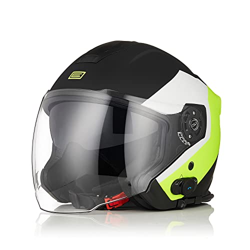 ORIGINE Casco Moto Jet Bluetooth Omologato ECE con Doppia Visiera