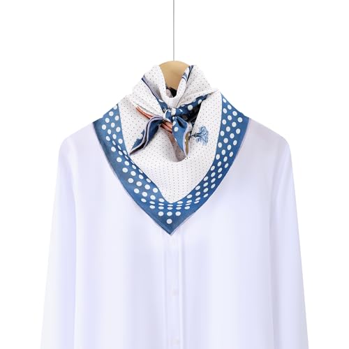 100% Mulberry Silk Square Scarf for Women, Premium Custom-Woven Twill Scarf 25.6" x25.6'', Hand-Rolled, Gift-Ready4