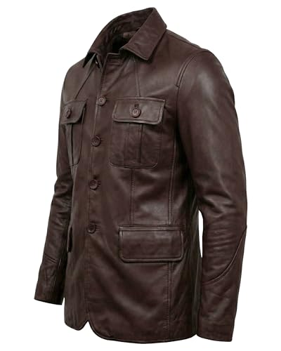 Image of Men's Leather Blazer - Lambskin Leather Blazer Men Genuine Leather Jacket Blazers - Men's Real Leather Sport Coat