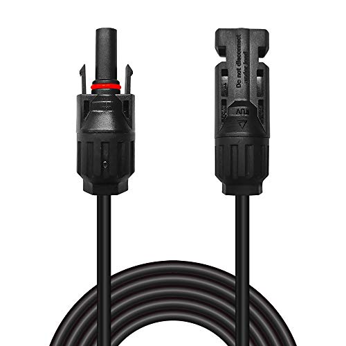 Newpowa 6FT 15FT 30FT 50FT 100FT(Feet) 10AWG(6mm²) One Black Solar Extension Cable with Male/Female Solar Panel Connectors Weatherproof for PV Outdoor Use