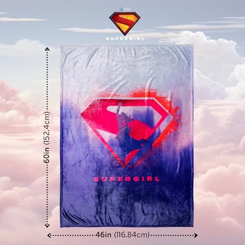 Image of Supergirl Movie Fluffy Throw 46 in x 60 in - Soft Plush Lightweight Blanket for Couch, Bed & Travel, (Officially Licensed Product) by Franco