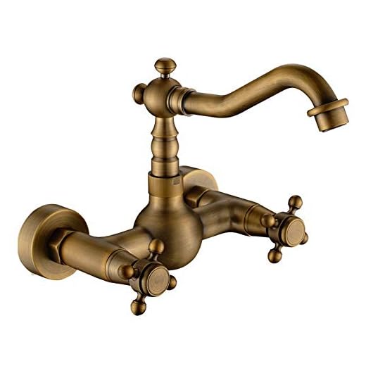 LightInTheBox Bathroom Wall Mounted Mixer Tub Filler Faucets Bathtub Faucet Two Handles Bathroom Sink Faucet Solid Brass Gold