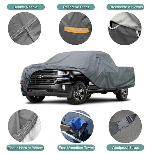Image of GUNHYI 16 Layers Large Truck Cover Waterproof All Weater, Heavy Duty Pickup Truck Cover for RAM 2500 3500, Silverado 1500 2500 3500, F-Series F-250 F-350, Toyota Tundra etc. Length up to 261 inch.