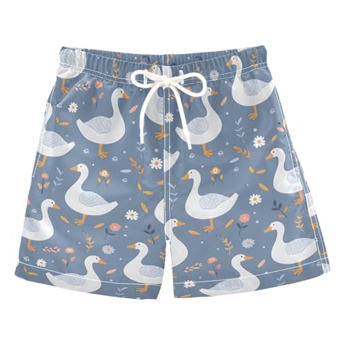 ALAZA Duck Flower Blossom Daisy Boys Quick Dry Beach Board Shorts Kids Swim Trunks Bathing Suit Swimsuit - Main Image
