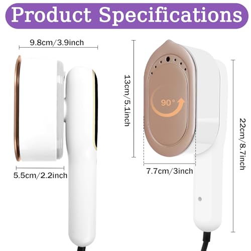 Defroisseur Vapeur, 1200W Fer à Repasser Portable, Mini Défroisseur à Main, Voyage Vapeur Steamer avec Réservoir 100ml & Sac de Rangement, 5 Modes Intelligents, pour Voyage, Maison et Bureau – Image 3