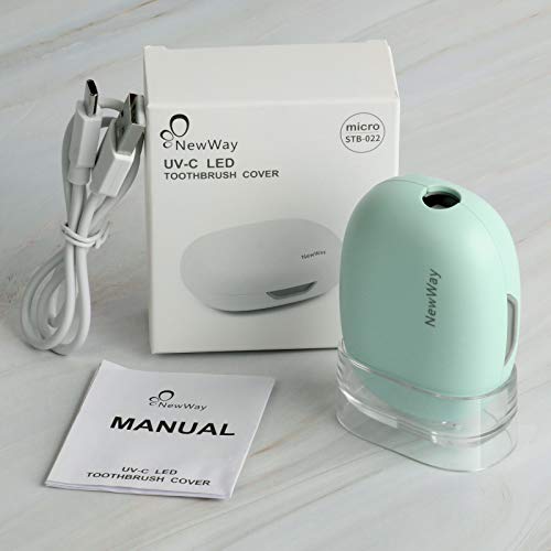 NewWay Mini UVC Toothbrush Cover Rechargeable Travel Toothbrush Case with Holder and Silicone Cover for Houshold and Traving or Business Trip Green