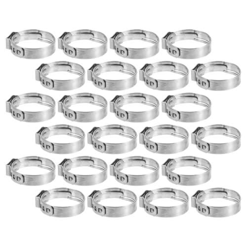 UKCOCO 30pcs 304 Stainless Steel Single Ear Hose Clamps Quick Install Cinch Rings for Plumbing Automotive and Industrial Pex Tubing Fitting Connections