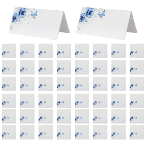 Paquete de 50 tarjetas de lugar de 10 x 10 cm, tarjetas de lugar de boda, soporte para nombres de mesa, tarjetas de lugar de flores, tarjetas de nombre para decoración, recepción, fiesta, celebración,