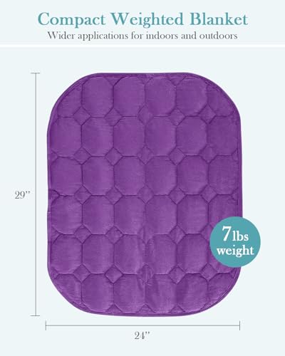 Image of Topblan Weighted Lap Blanket 7lbs for Adults, Small Weighted Blanket Throw for Napping, Relaxation, Calming and Travel, Skin Friendly & Machine Washable for All-Season, Dark Purple 24x29 inches