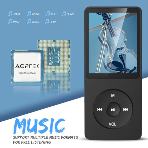 Image of AGPTEK A02 32GB MP3 Player, 70 Hours Playback Lossless Sound Music Player, Supports up to 128GB(Black)