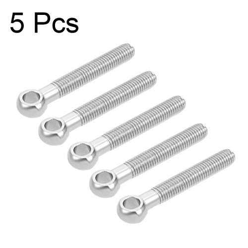 Image of uxcell M12 x 80mm 304 Stainless Steel Machine Shoulder Lift Eye Bolt Rigging 5pcs