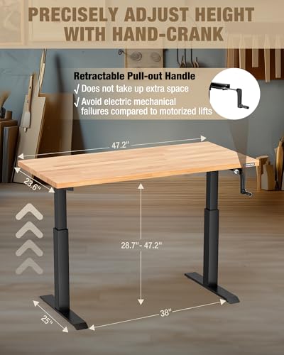 Image of WORKPRO 47.2 inch x 23.6 inch Adjustable Workbench with Crank Handle, Rubber Wood