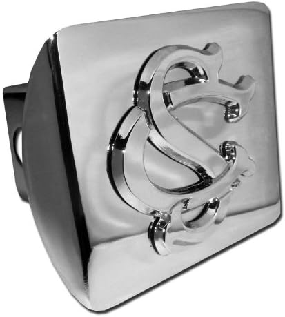 South Carolina Gamecocks "Shiny Chrome "SC Interlocking" Emblem" Metal Trailer Hitch Cover Fits 2 Inch Auto Car Truck Receiver with NCAA College Sports Logo