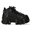 New Rock Boots WALL106-S25 Unisex Metallic Black Leather Platform Gothic Boots