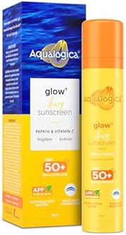 Aqualogica Glow+ Dewy Face Sunscreen with SPF 50+ & PA+++ | Blue Light Protection & No White Cast | Helps Give Glowing Skin with Papaya & Vitamin C | 1.76 Oz/50g