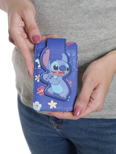 Image of Disney Card Holder Women Slim Compact Wallet Small (Stitch Blue)