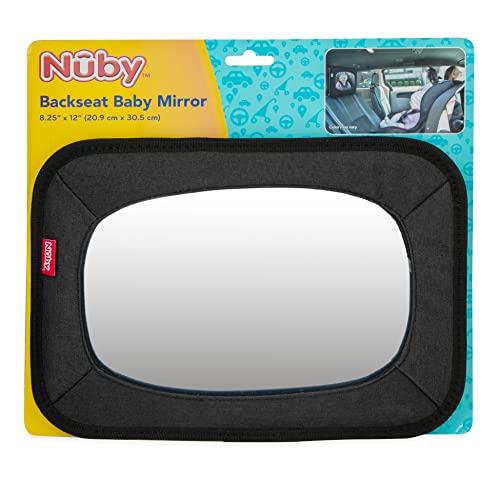 Image of Nuby Shatterproof Rear Facing Backseat Baby Mirror, Black