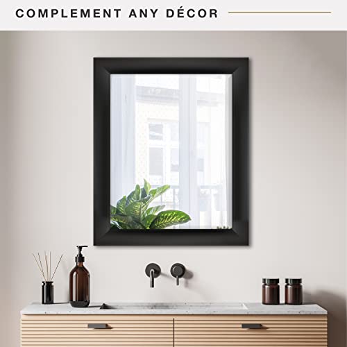 Image of MCS Simplicity 22x28 Large Wall Mirror, Black & Beveled Detail Mirror, Vertical & Horizontal Wall Hanging Mirror for Bathroom, Bedroom & Livingroom