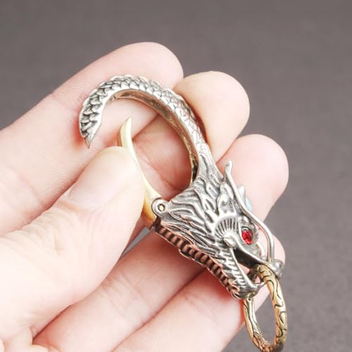 Breloque tête de dragon en laiton antique ciselé main - 7