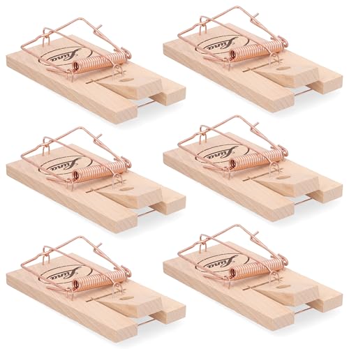 Agrarflora Rattenfallen aus Holz 6er Set - Schlagfallen zur Rattenbekämpfung - Schnappfallen mit Holzwippe - tierschutzgerecht durch enorme Schlagkraft - bewährte Falle für Ratten - 6 Stück